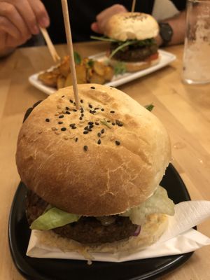 BLACK CatBar burger  at Cat Bar in Barcelona