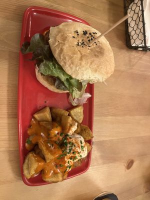 Red burger  at Cat Bar in Barcelona