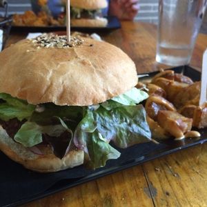 Black cat burger at Cat Bar in Barcelona