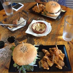 Black cat and mushroom burgers at Cat Bar in Barcelona