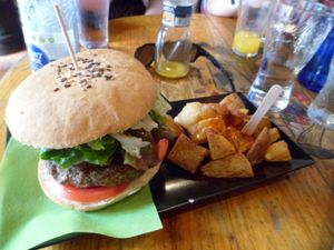 Hemp Burger with AMAZING Patatas at Cat Bar in Barcelona