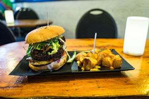 Black cat burger at Cat Bar in Barcelona