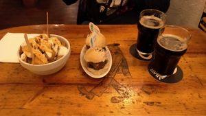 Patatas bravas and miniburger #Veganuary at Cat Bar in Barcelona