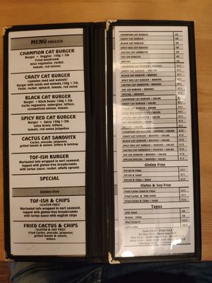 Menu at Cat Bar in Barcelona