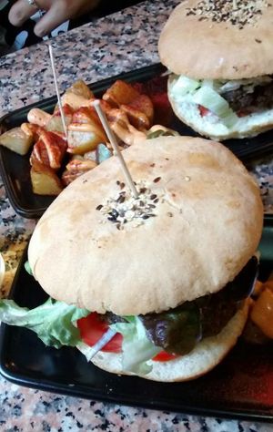 Bean burger at Cat Bar in Barcelona