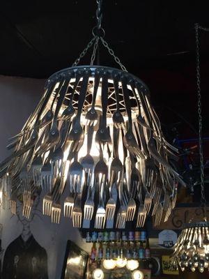 Chandelier Made with Forks at Cat Bar in Barcelona