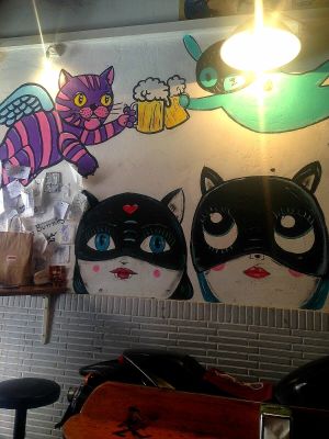Cat art at Cat Bar in Barcelona