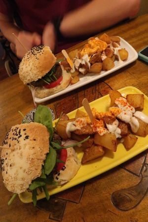 Crazy cat and champion burger  at Cat Bar in Barcelona