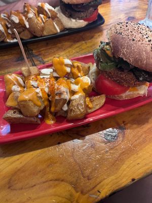 Red cat burger  at Cat Bar in Barcelona