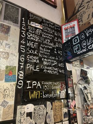 Beer list   at Cat Bar in Barcelona