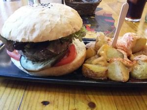 burger black cat  at Cat Bar in Barcelona