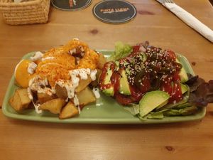 Cactus and Patatas braves at Cat Bar in Barcelona