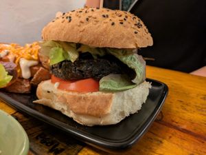 Black cat burger at Cat Bar in Barcelona