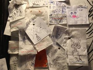 Another cat in the wall at Cat Bar in Barcelona