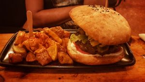 Black bean burger at Cat Bar in Barcelona