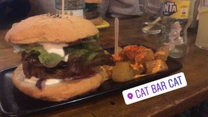 Black cat burger at Cat Bar in Barcelona