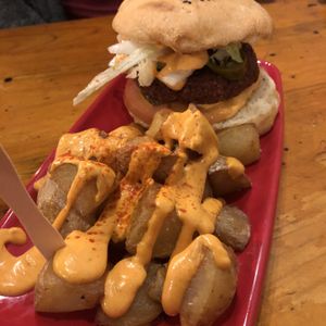 Mexican Red spicy burger at Cat Bar in Barcelona