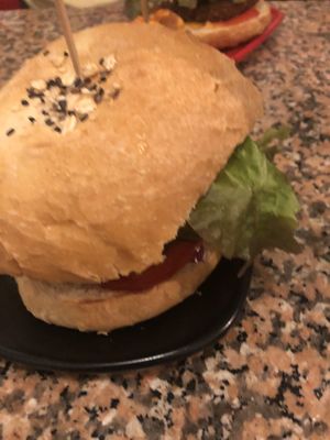 Black burger at Cat Bar in Barcelona