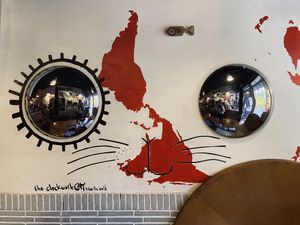Cat wall and American continent ♥️ at Cat Bar in Barcelona