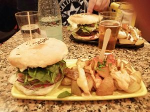 Crazy y black cat at Cat Bar in Barcelona