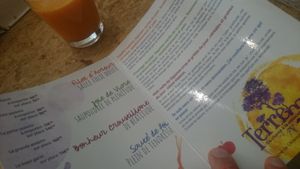 Menu at Terre Mere in Liege