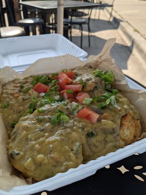 Vegan Biscuits and Gravy (SO YUMMY!!) at Hard Times Cafe in Minneapolis
