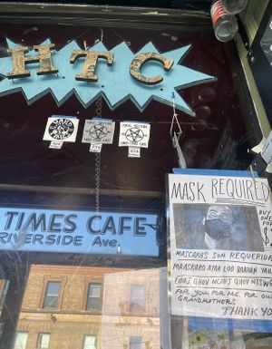 Wear ya mask  at Hard Times Cafe in Minneapolis