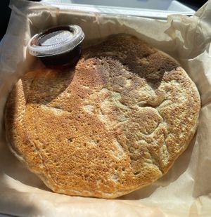 You can see (beyond the shadow) the burnt area of this pancake   at Hard Times Cafe in Minneapolis