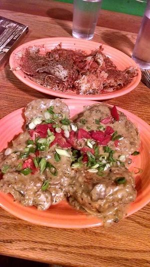 Biscuits n gravy n hash brownsss  at Hard Times Cafe in Minneapolis