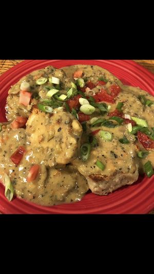 Vegan biscuits and gravy yummy!!  at Hard Times Cafe in Minneapolis