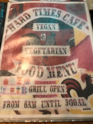 Menu at Hard Times Cafe in Minneapolis