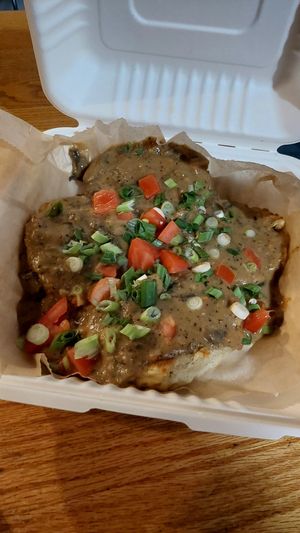 Vegan biscuits and gravy at Hard Times Cafe in Minneapolis