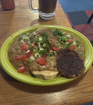 biscuits and gravy w/ sausage patty  at Hard Times Cafe in Minneapolis