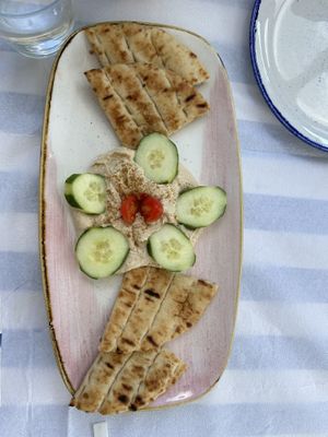 hummus with pita  at Taverna Keri in Zakynthos