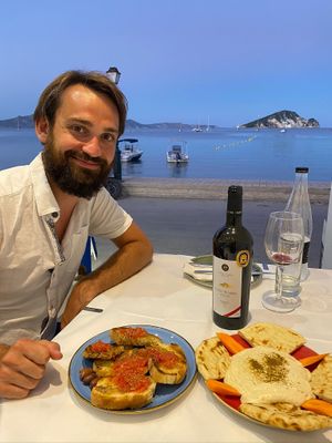 Bruschetta and hummus at Taverna Keri in Zakynthos