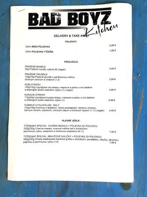 Menu sample with weekly offer. at Bad Boyz Kitchen in Bratislava