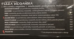 The menu  at Napoli in Gdynia