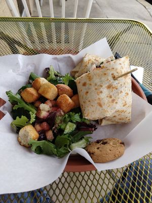 It's a wrap! Comes with side salad and small cookie. at Good Day Cafe in Surfside Beach