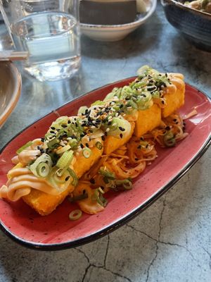 Crispy tofu with kimchi  at The LoCo in Uppsala