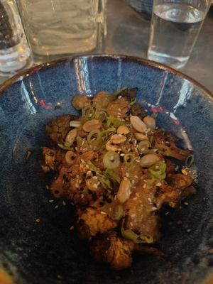 Cauliflower with peanut butter at The LoCo in Uppsala