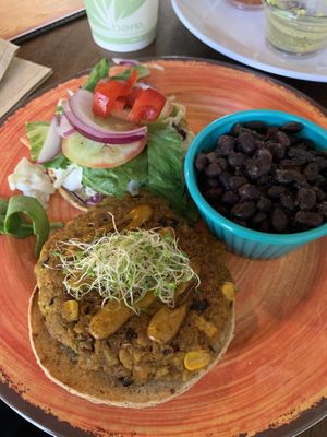 Veggie burger with everything  at Lotus Cafe in Panama City Beach