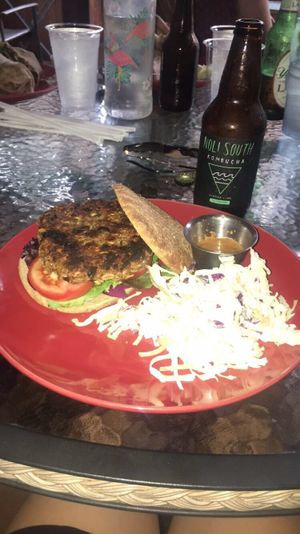 veggie burger! so good.  at Lotus Cafe in Panama City Beach