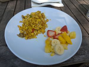 Very disappointing 'vegan scrambler' - supposed to be '3 eggs' worth of tofu at Lotus Cafe in Panama City Beach
