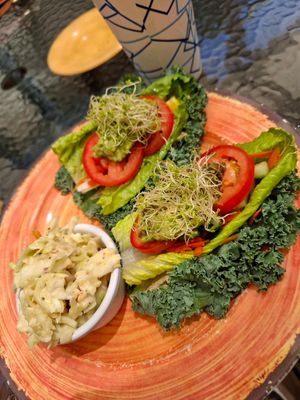 Raw wrap with zen slaw side at Lotus Cafe in Panama City Beach