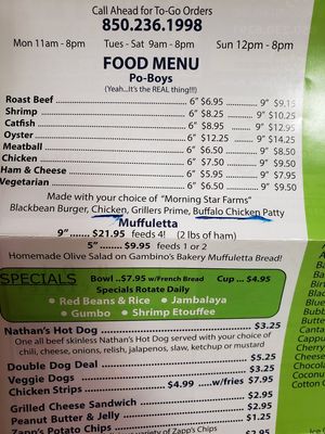 Vegan po'boys underlined at David's New Orleans Style Sno Balls in Panama City Beach