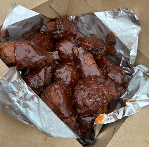 BBQ vegan wings  at Nom Burgers in Austin