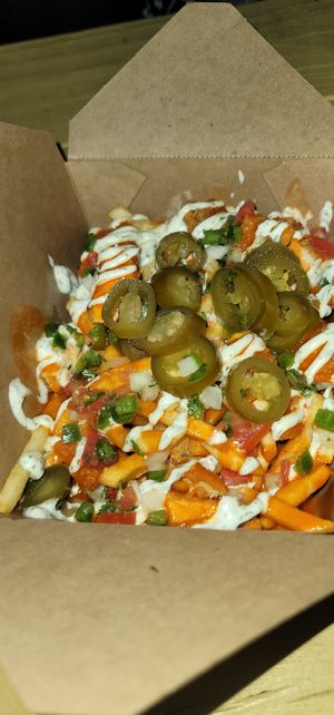 Buffalo chikn fries!!!! at Nom Burgers in Austin