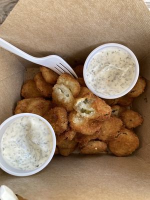 Fried pickles  at Nom Burgers in Austin