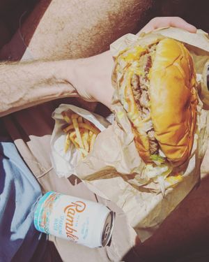 Double og meal add pickles onions at Nom Burgers in Austin