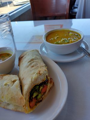 Vegetable Wrap and Vegetable Soup #Veganuary at Everest Indian Restaurant in Petaluma